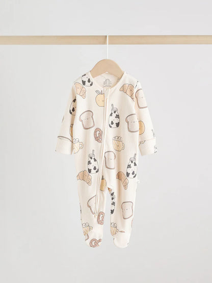 |BabyBoy| Conjunto De 3 Macacões De Dormir Neutros Com Zíper Duplo Para Bebês (0-2 anos)