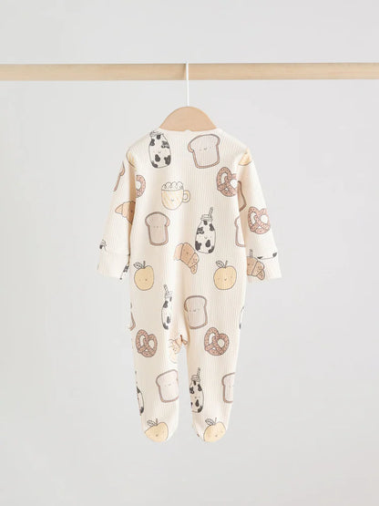 |BabyBoy| Conjunto De 3 Macacões De Dormir Neutros Com Zíper Duplo Para Bebês (0-2 anos)