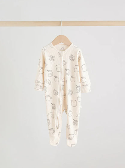 |BabyBoy| Conjunto De 3 Macacões De Dormir Neutros Com Zíper Duplo Para Bebês (0-2 anos)