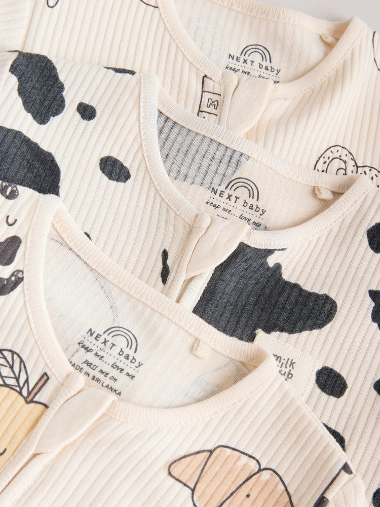 |BabyBoy| Conjunto De 3 Macacões De Dormir Neutros Com Zíper Duplo Para Bebês (0-2 anos)