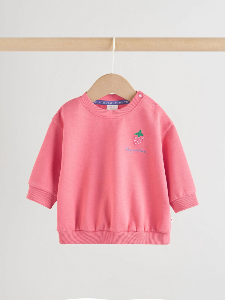 |BabyGirl| Conjunto De Moletom e Leggings Para Bebê Com Estampa De Morango Vermelho (2 peças, de 0 meses a 2 anos)