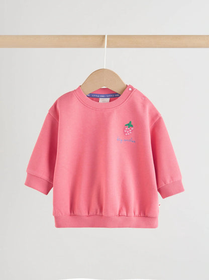 |BabyGirl| Conjunto De Moletom e Leggings Para Bebê Com Estampa De Morango Vermelho (2 peças, de 0 meses a 2 anos)