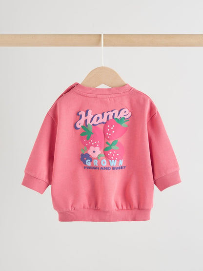 |BabyGirl| Conjunto De Moletom e Leggings Para Bebê Com Estampa De Morango Vermelho (2 peças, de 0 meses a 2 anos)