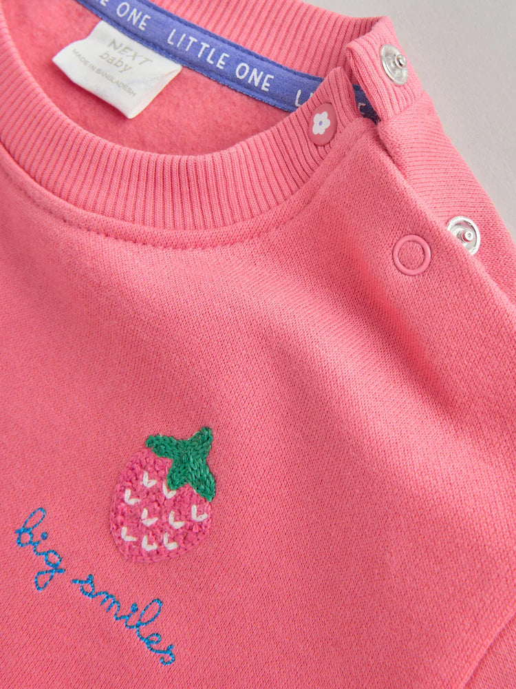 |BabyGirl| Conjunto De Moletom e Leggings Para Bebê Com Estampa De Morango Vermelho (2 peças, de 0 meses a 2 anos)