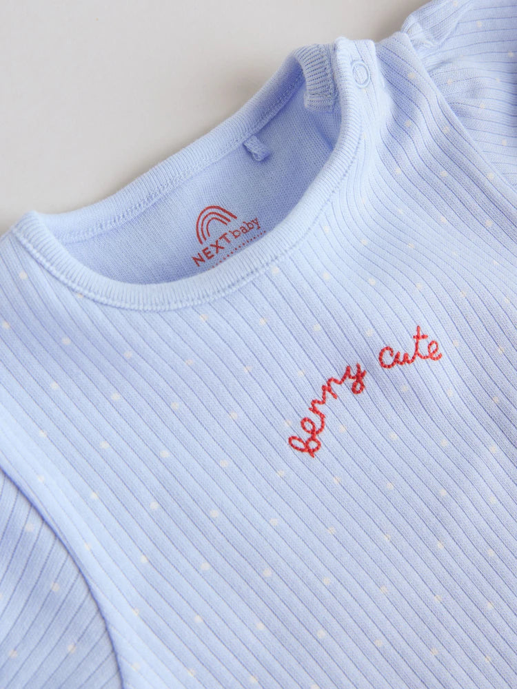 |BabyGirl| Conjunto Com 5 Bodies Azuis De Manga Curta Para Bebês