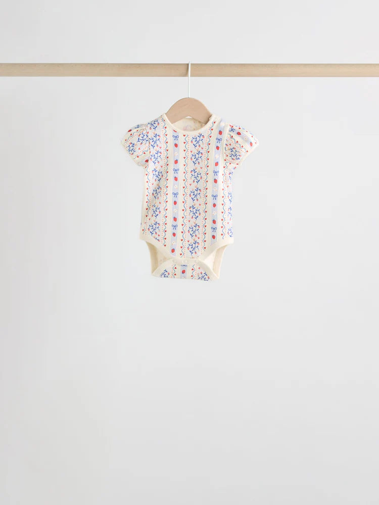 |BabyGirl| Conjunto Com 5 Bodies Azuis De Manga Curta Para Bebês