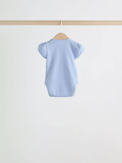 |BabyGirl| Conjunto Com 5 Bodies Azuis De Manga Curta Para Bebês