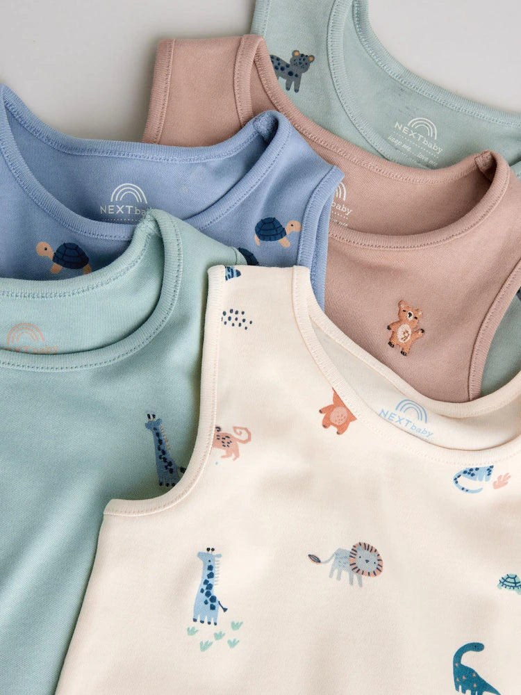 |BabyBoy| Conjunto De 5 Bodies Para Bebê Com Estampa Mini Azul Turquesa