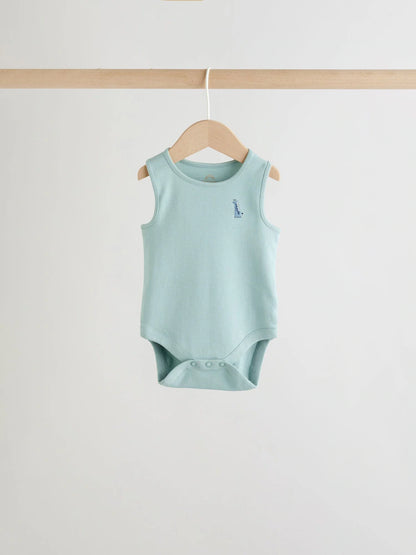 |BabyBoy| Conjunto De 5 Bodies Para Bebê Com Estampa Mini Azul Turquesa