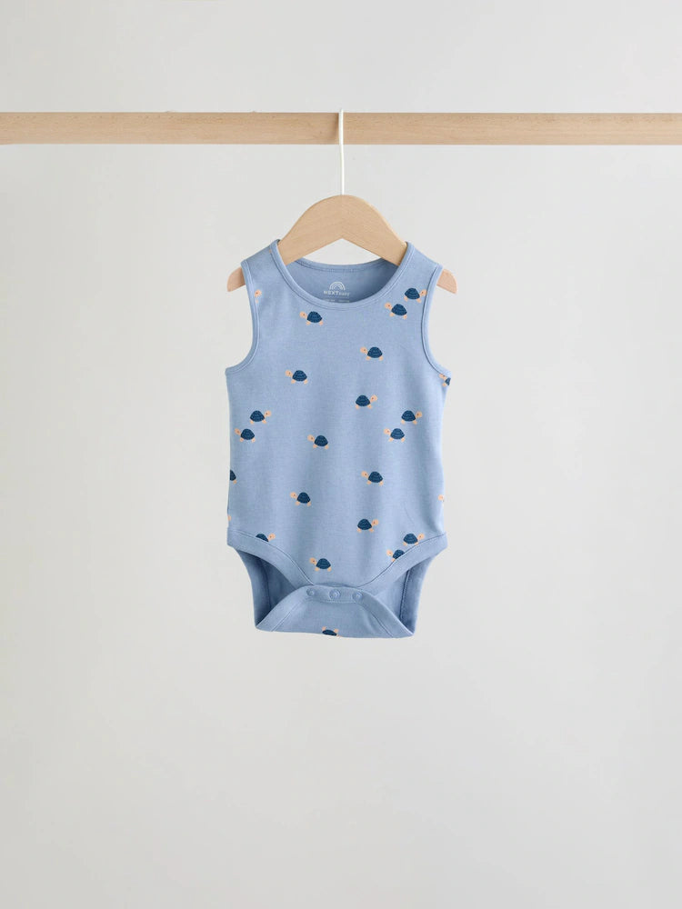 |BabyBoy| Conjunto De 5 Bodies Para Bebê Com Estampa Mini Azul Turquesa