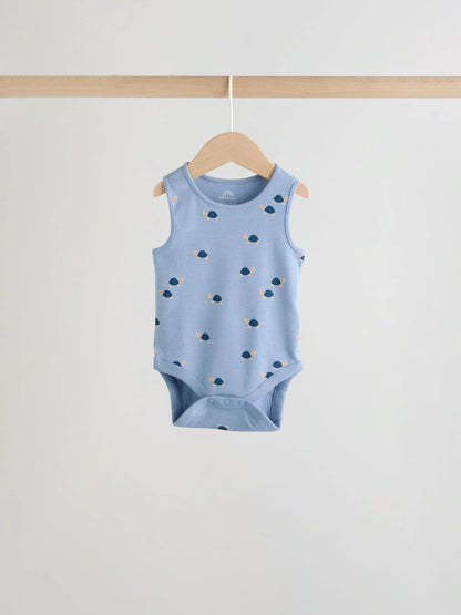 |BabyBoy| Conjunto De 5 Bodies Para Bebê Com Estampa Mini Azul Turquesa