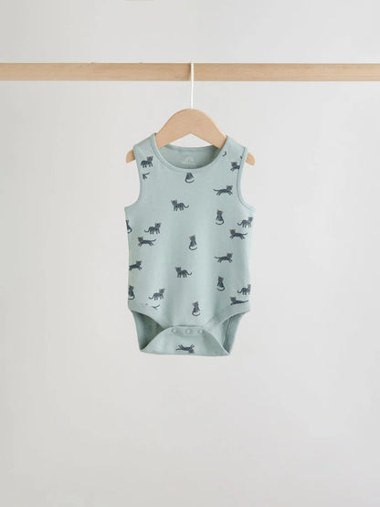 |BabyBoy| Conjunto De 5 Bodies Para Bebê Com Estampa Mini Azul Turquesa