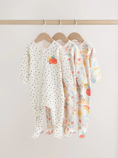 |BabyBoy| Conjunto De 3 Macacões De Dormir Para Bebês Com Zíper Duplo (0-2 anos)