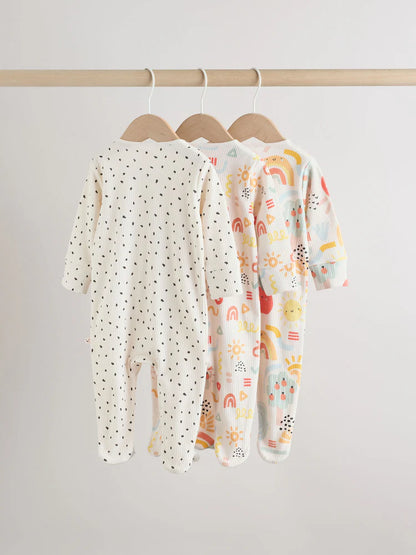 |BabyBoy| Conjunto De 3 Macacões De Dormir Para Bebês Com Zíper Duplo (0-2 anos)