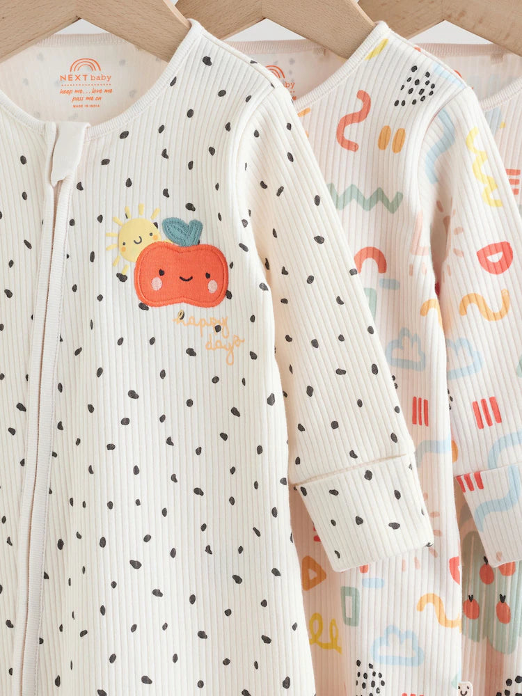 |BabyBoy| Conjunto De 3 Macacões De Dormir Para Bebês Com Zíper Duplo (0-2 anos)