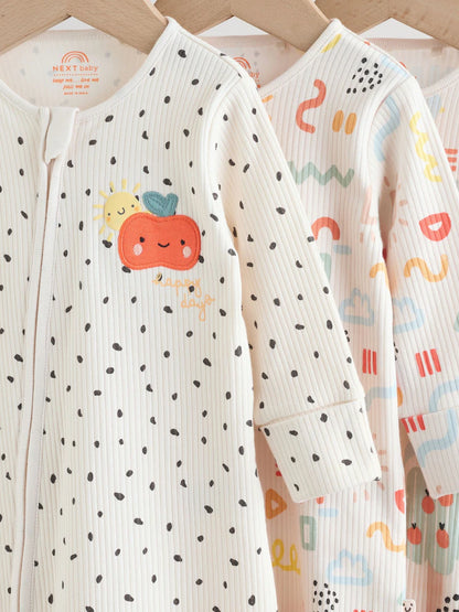 |BabyBoy| Conjunto De 3 Macacões De Dormir Para Bebês Com Zíper Duplo (0-2 anos)