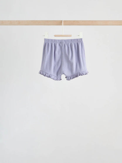 |BabyGirl| Conjunto De Bebê Com Blusa De Manga Curta e Shorts Florais Roxos, 6 Peças (0 meses a 2 anos)