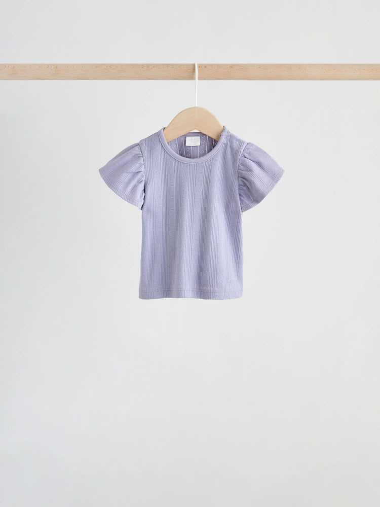 |BabyGirl| Conjunto De Bebê Com Blusa De Manga Curta e Shorts Florais Roxos, 6 Peças (0 meses a 2 anos)