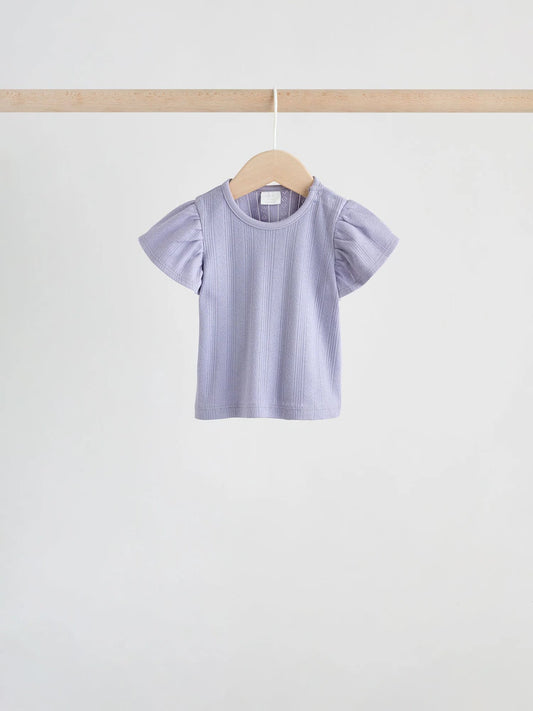 |BabyGirl| Conjunto De Bebê Com Blusa De Manga Curta e Shorts Florais Roxos, 6 Peças (0 meses a 2 anos)