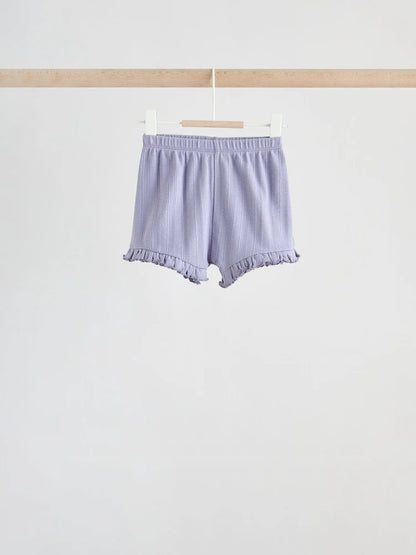 |BabyGirl| Conjunto De Bebê Com Blusa De Manga Curta e Shorts Florais Roxos, 6 Peças (0 meses a 2 anos)
