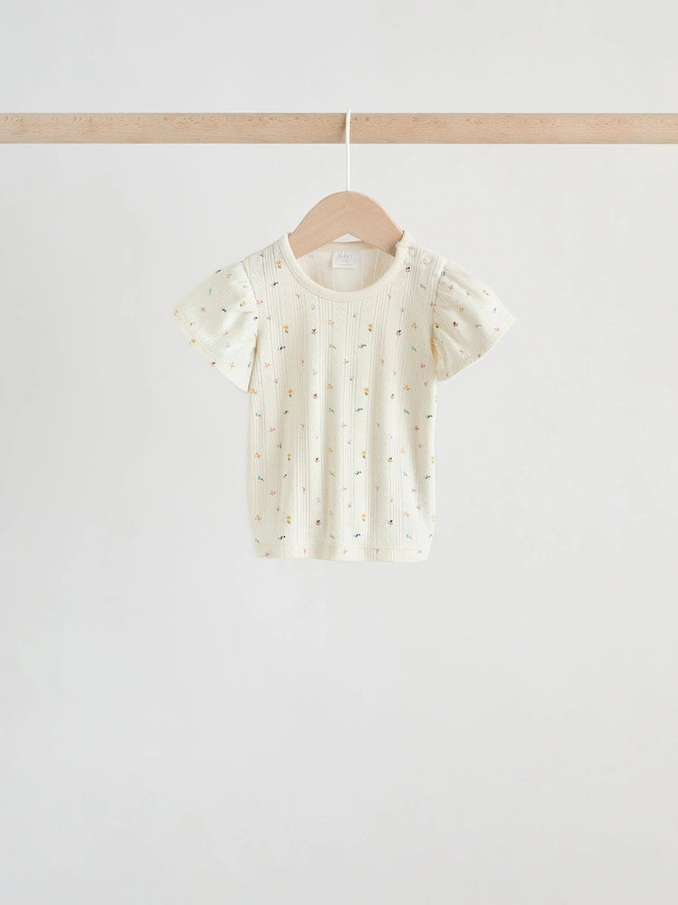 |BabyGirl| Conjunto De Bebê Com Blusa De Manga Curta e Shorts Florais Roxos, 6 Peças (0 meses a 2 anos)