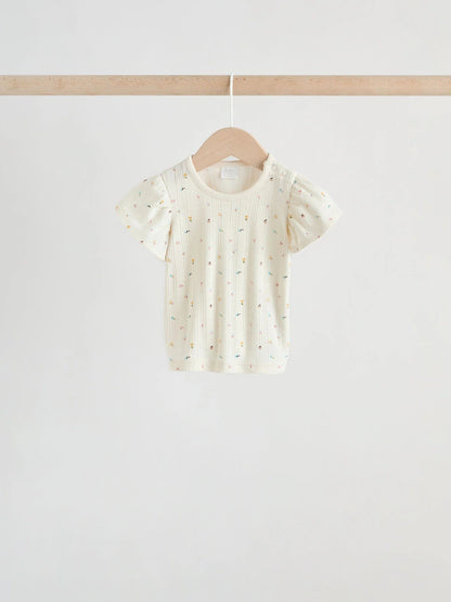 |BabyGirl| Conjunto De Bebê Com Blusa De Manga Curta e Shorts Florais Roxos, 6 Peças (0 meses a 2 anos)