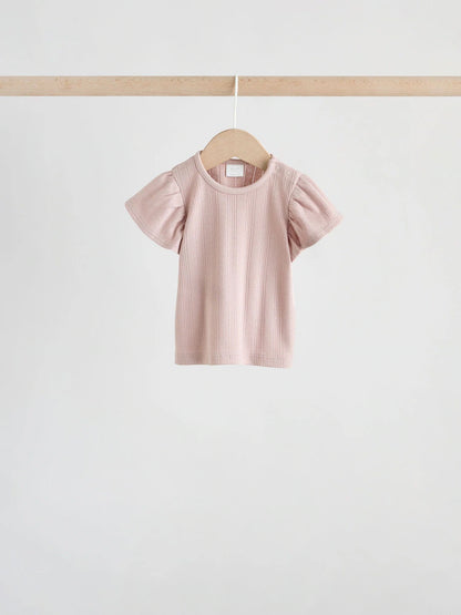 |BabyGirl| Conjunto De Bebê Com Blusa De Manga Curta e Shorts Florais Roxos, 6 Peças (0 meses a 2 anos)