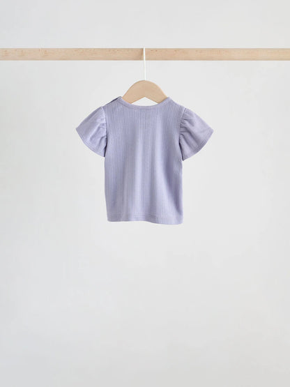 |BabyGirl| Conjunto De Bebê Com Blusa De Manga Curta e Shorts Florais Roxos, 6 Peças (0 meses a 2 anos)