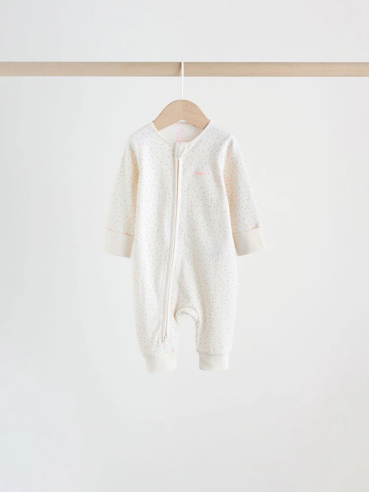 |BabyGirl| Conjunto De 4 Macacões De Dormir Rosa Com Zíper Duplo Para Bebês (0 meses a 3 anos)