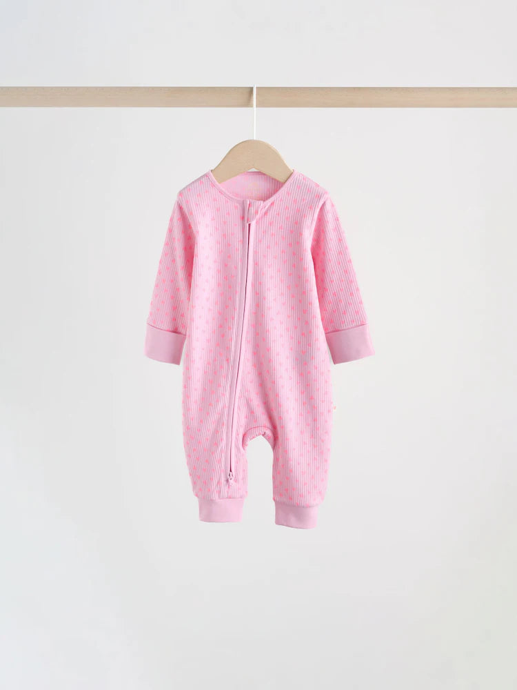 |BabyGirl| Conjunto De 4 Macacões De Dormir Rosa Com Zíper Duplo Para Bebês (0 meses a 3 anos)