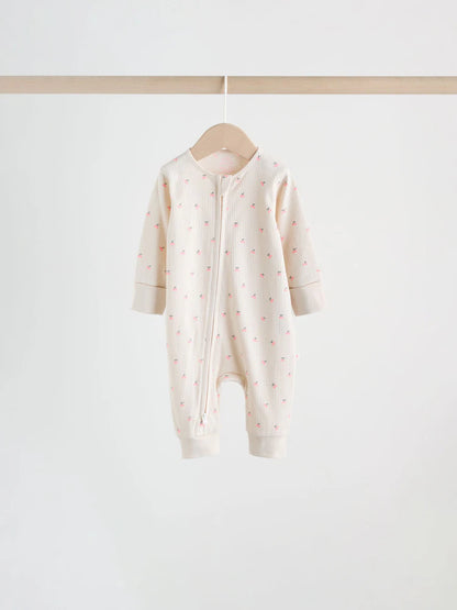 |BabyGirl| Conjunto De 4 Macacões De Dormir Rosa Com Zíper Duplo Para Bebês (0 meses a 3 anos)