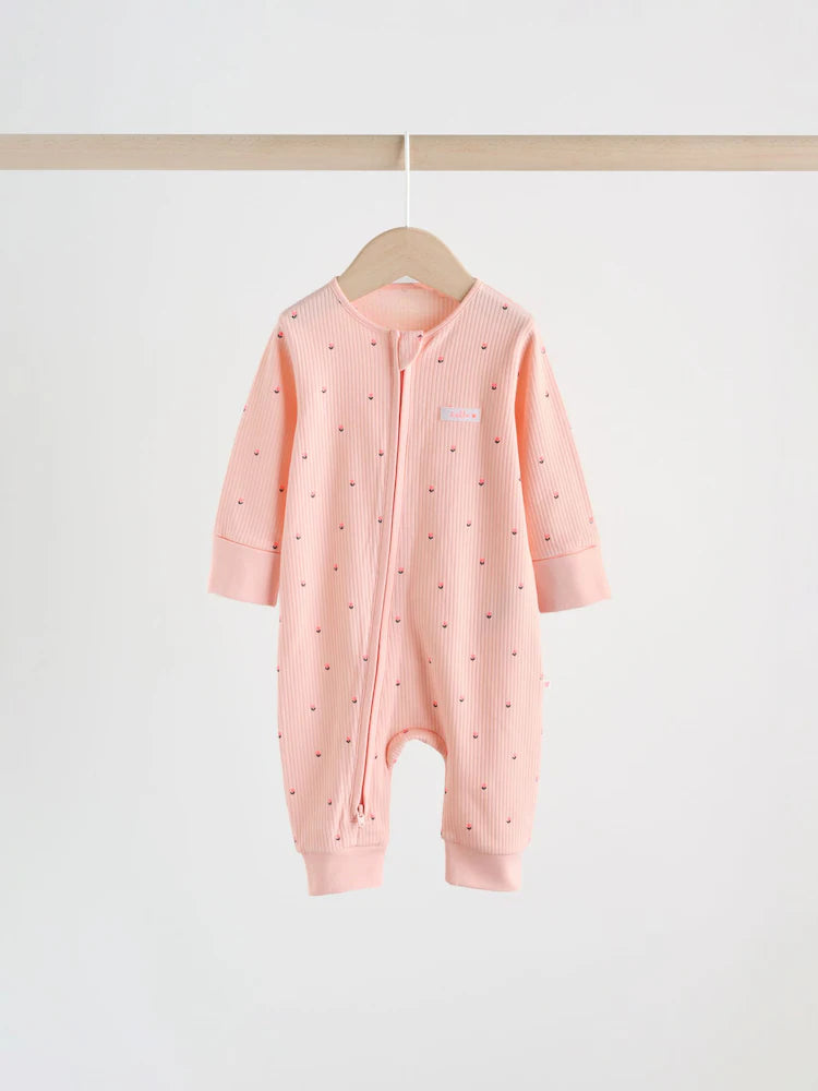 |BabyGirl| Conjunto De 4 Macacões De Dormir Rosa Com Zíper Duplo Para Bebês (0 meses a 3 anos)