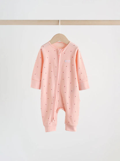 |BabyGirl| Conjunto De 4 Macacões De Dormir Rosa Com Zíper Duplo Para Bebês (0 meses a 3 anos)