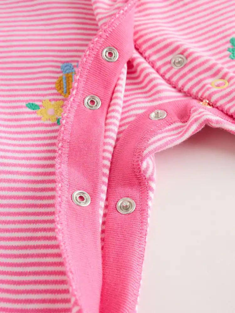 |BabyGirl| Conjunto De 3 Macacões De Dormir Rosa Para Bebês (0 meses a 2 anos)