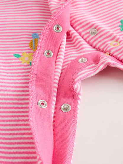 |BabyGirl| Conjunto De 3 Macacões De Dormir Rosa Para Bebês (0 meses a 2 anos)