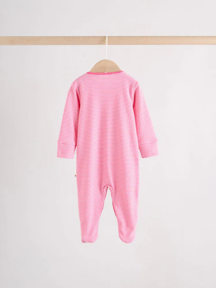 |BabyGirl| Conjunto De 3 Macacões De Dormir Rosa Para Bebês (0 meses a 2 anos)