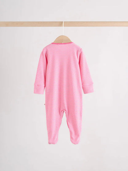 |BabyGirl| Conjunto De 3 Macacões De Dormir Rosa Para Bebês (0 meses a 2 anos)