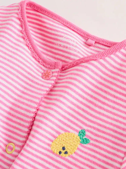 |BabyGirl| Conjunto De 3 Macacões De Dormir Rosa Para Bebês (0 meses a 2 anos)