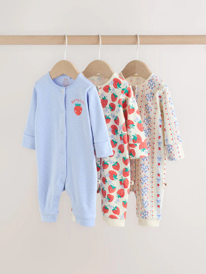 |BabyGirl| Conjunto De 3 Macacões Azuis Para Bebês (0 meses a 3 anos)