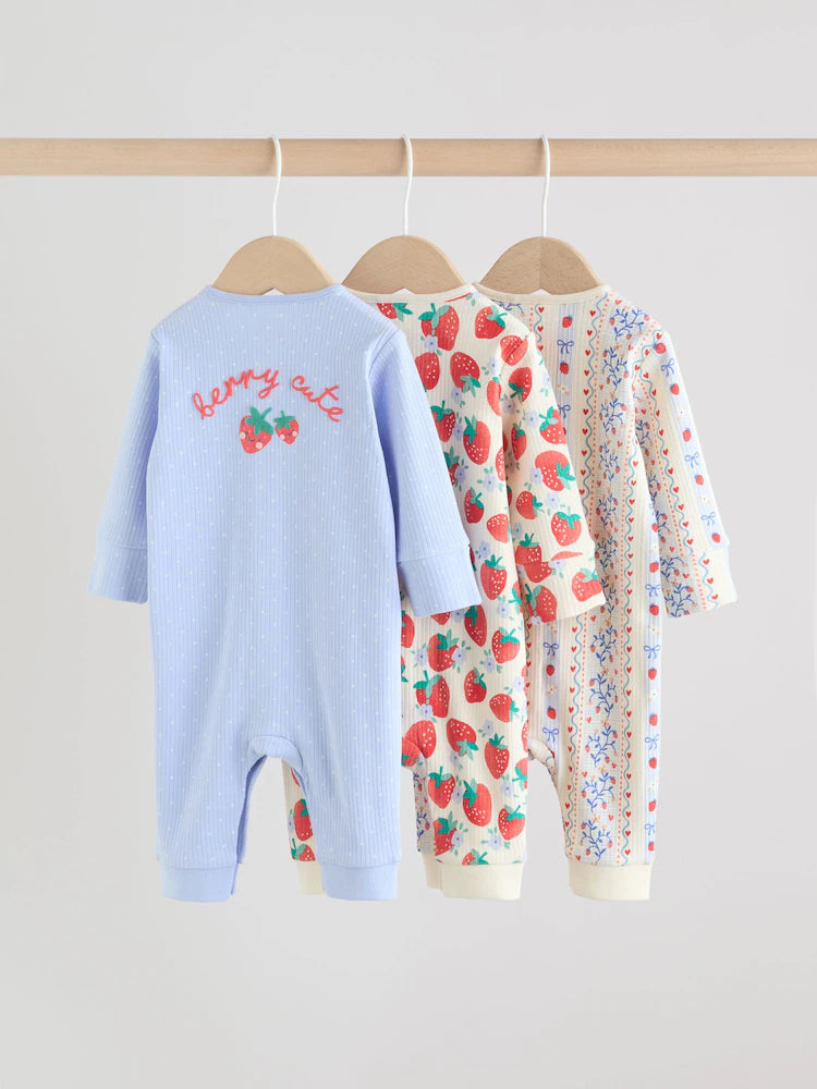 |BabyGirl| Conjunto De 3 Macacões Azuis Para Bebês (0 meses a 3 anos)