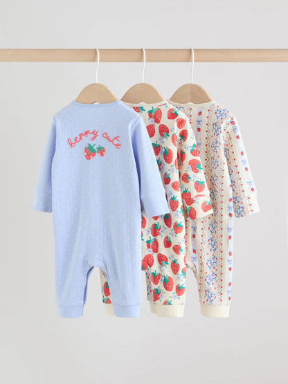 |BabyGirl| Conjunto De 3 Macacões Azuis Para Bebês (0 meses a 3 anos)