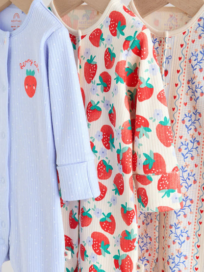 |BabyGirl| Conjunto De 3 Macacões Azuis Para Bebês (0 meses a 3 anos)