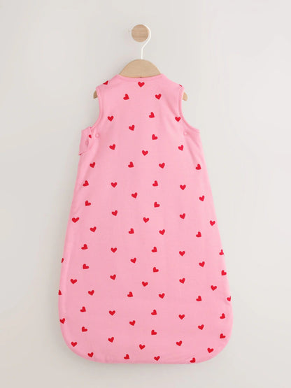 |BabyGirl| Saco De Dormir Infantil Sem Mangas Com Estampa De Corações Rosa/Vermelhos, 2.5 Tog