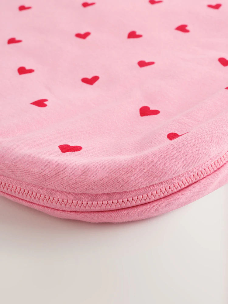 |BabyGirl| Saco De Dormir Infantil Sem Mangas Com Estampa De Corações Rosa/Vermelhos, 2.5 Tog