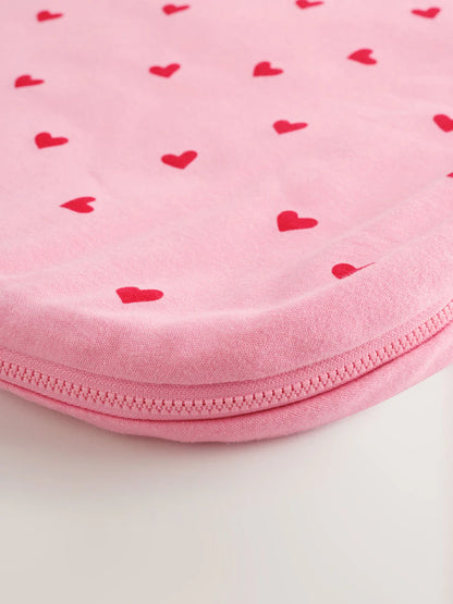 |BabyGirl| Saco De Dormir Infantil Sem Mangas Com Estampa De Corações Rosa/Vermelhos, 2.5 Tog