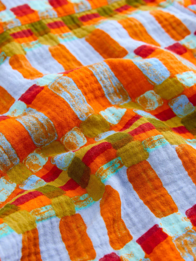 |Girl| Conjunto De Camisa De Manga Curta e Shorts Com Listras Multicoloridas Em Tons De Ferrugem (3 meses a 10 anos)