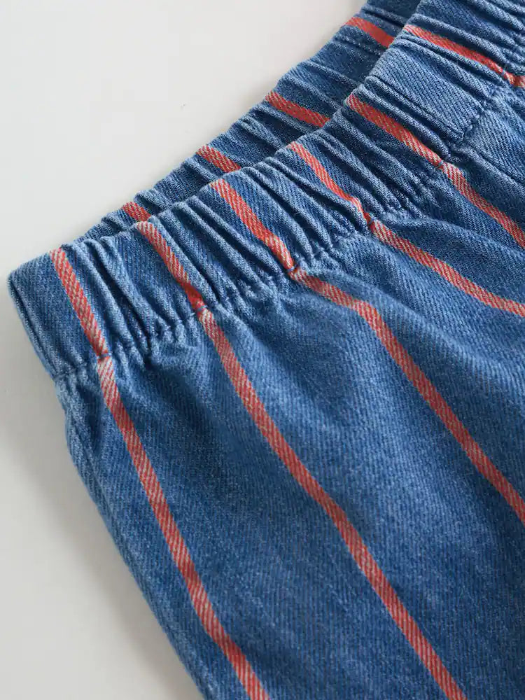 |BabyBoy| Conjunto De Blusa e Calça Listrada Vermelha Cor Beterraba Para Bebê (0 meses a 3 anos)