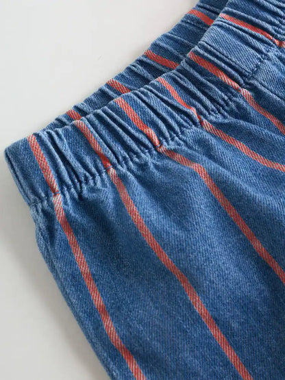 |BabyBoy| Conjunto De Blusa e Calça Listrada Vermelha Cor Beterraba Para Bebê (0 meses a 3 anos)