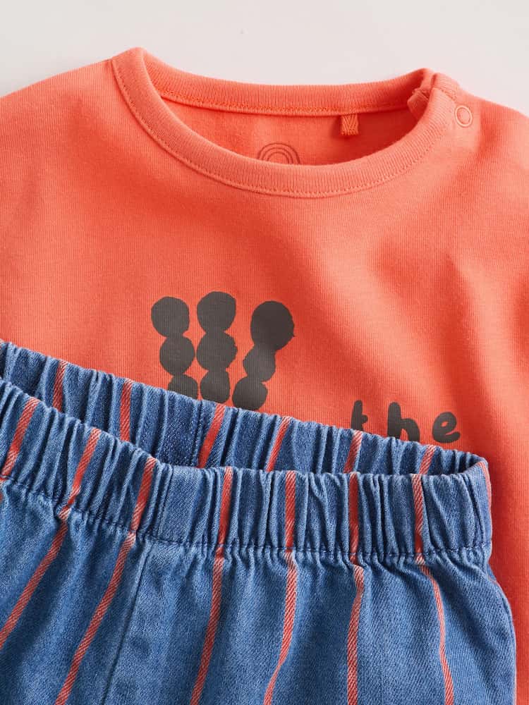 |BabyBoy| Conjunto De Blusa e Calça Listrada Vermelha Cor Beterraba Para Bebê (0 meses a 3 anos)