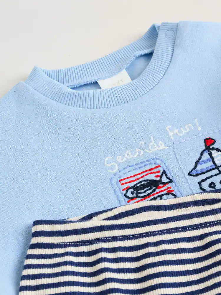 |BabyBoy| Conjunto De Moletom e Leggings Azul Com Estampa Náutica Para Bebês (0 meses a 3 anos)